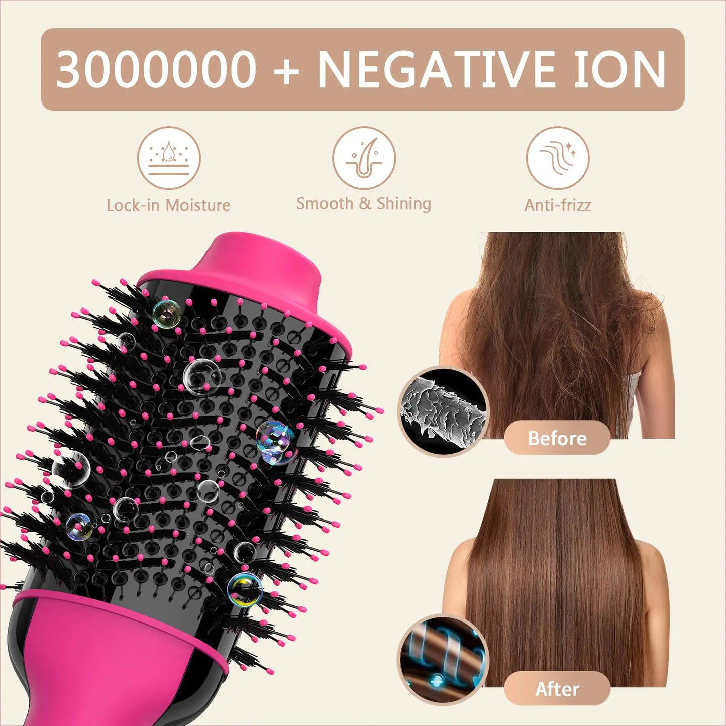 Umeely Hair Dryer Brush Blow Dryer Brush in One Upgraded 4 in 1 Hair Dryer and Styler Volumizer with Negative Ion Anti-frizz Ceramic Titanium Barrel Hot Air Brush Peach Red