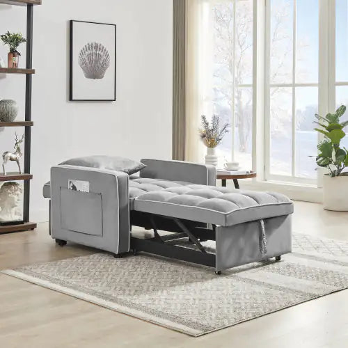 3-in-1 Sofa Bed, Chair, Fold-out Sofa Bed, Adjustable Backrest Into Sofa, Chaise Longue, Single Bed, Modern Chair Bed For Adults, Bed, Grey