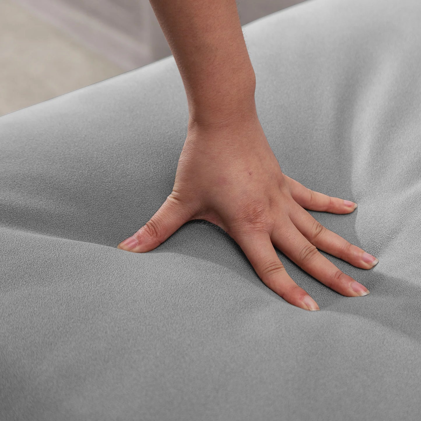 Modular Sectional Sofa, U Shaped Sofa with Ottomans, Large Living Room Furnitures, Light Grey